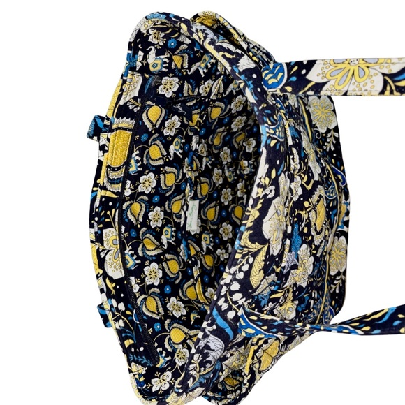 Vera Bradley Floral Elephant Print Quilted Tote Bag Blue Yellow White - Picture 3 of 6